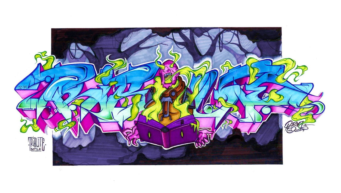 Graffiti Wall - Photo by PermArt - graffiti, sketch, paper (2015)