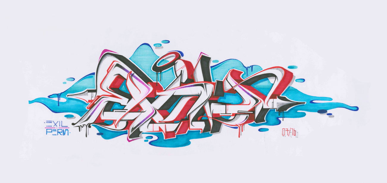 Graffiti Sketch - Photo by PermArt - sketch, perm, paper (2016)