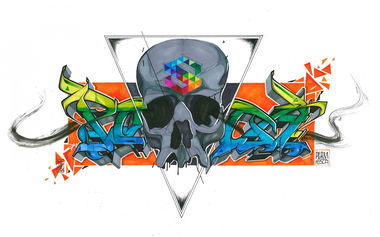 Graffiti Sketch - Photo by PermArt - skull, perm, posca (2006)