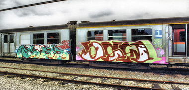 Graffiti Train - Photo by Perry - Woody, Graffiti, Paris (1999)