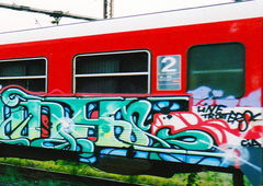 Graffiti Train - Photo by Perry - Woody, Graffiti, Paris (2000)