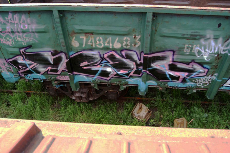 Graffiti Train in Tula - Photo by Phame5 - Phame, Fame, freight (2013)