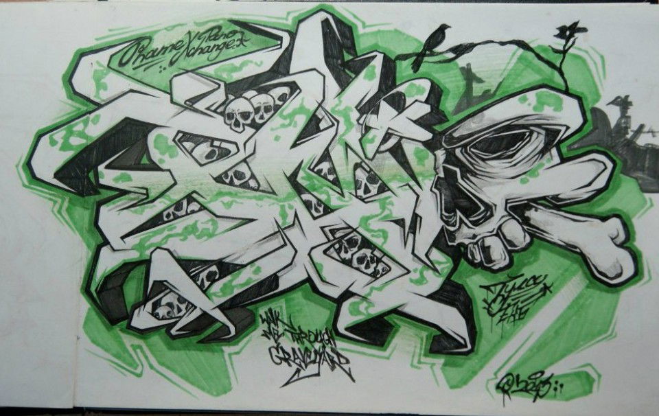 Graffiti Sketch in Tula - Photo by Phame5 - Exchange, Phame, Fame (2013)