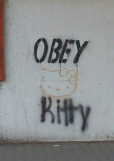 Graffiti Artwork - Photo by Plattenbau - obey, hello, kitty (2014)