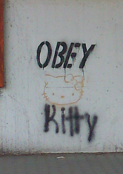 Graffiti Artwork - Photo by Plattenbau - obey, hello, kitty (2014)