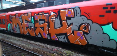 Graffiti Train - Photo by Plattenbau - mesk, Mainz (2014)