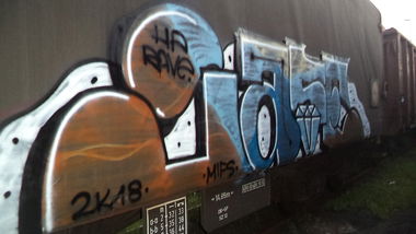 Graffiti Train - Photo by Poziomer - freight, action, jase