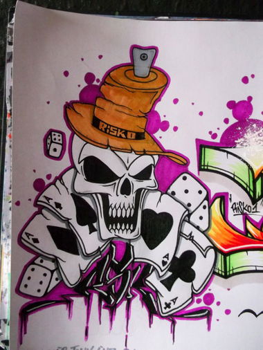 Graffiti Sketch - Photo by RISKOone - risko, rsk, skull (2014)