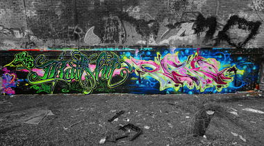 Graffiti Wall - Photo by RISKOone - imun, bullshit, uzi (2016)