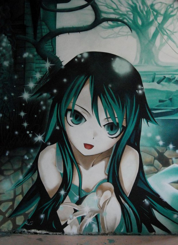 Graffiti Wall - Photo by RNDM_YveS - Anime, girl, (work (2013)