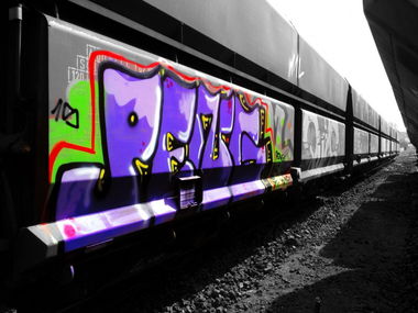 Graffiti Train in Duisburg - Photo by RORO - PENG, OG;, SFZ (2015)