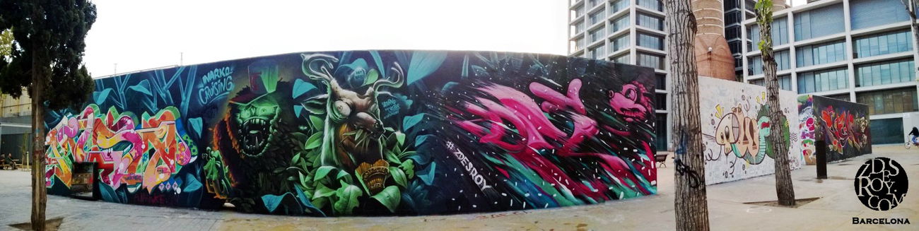 Graffiti Wall in Passeig De Lluís Companys - Photo by ROY - Barcelona, saturno, zdesroy (2015)