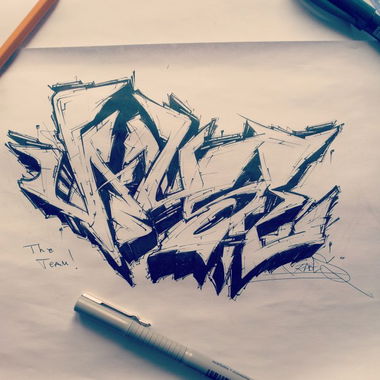 Graffiti Sketch - Photo by Rabesone - lettersfirst, russia, black (2013)