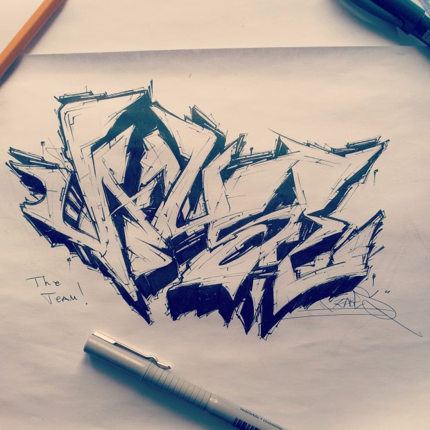 Graffiti Sketch - Photo by Rabesone - lettersfirst, russia, black (2013)