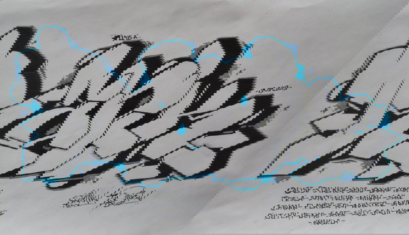Graffiti Sketch in Diyarbakir - Photo by Ranko - Rank, Wiper, Delius (2013)