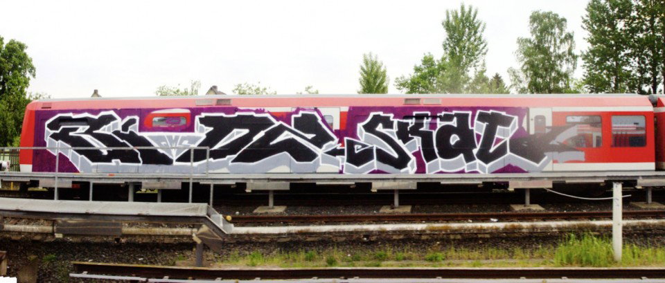 Graffiti Train in Hamburg - Photo by Reimemonster - bidz, skat
