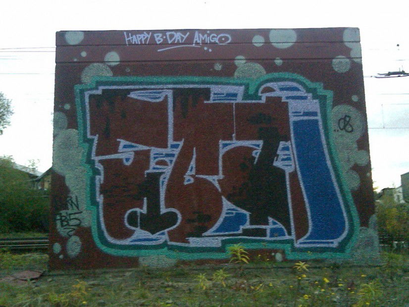 Graffiti Bombing in Potsdam - Photo by Rizah - Siba, Burn, Abis (2008)