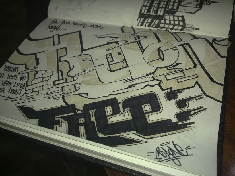 Graffiti Sketch in 2011 - Photo by RoaOne - roa (2011)