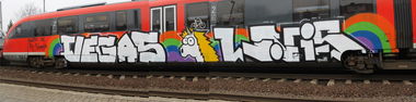 Graffiti Train in Leipzig - Photo by RockAndRolleR - ORG, Wegas, L.vis (2012)