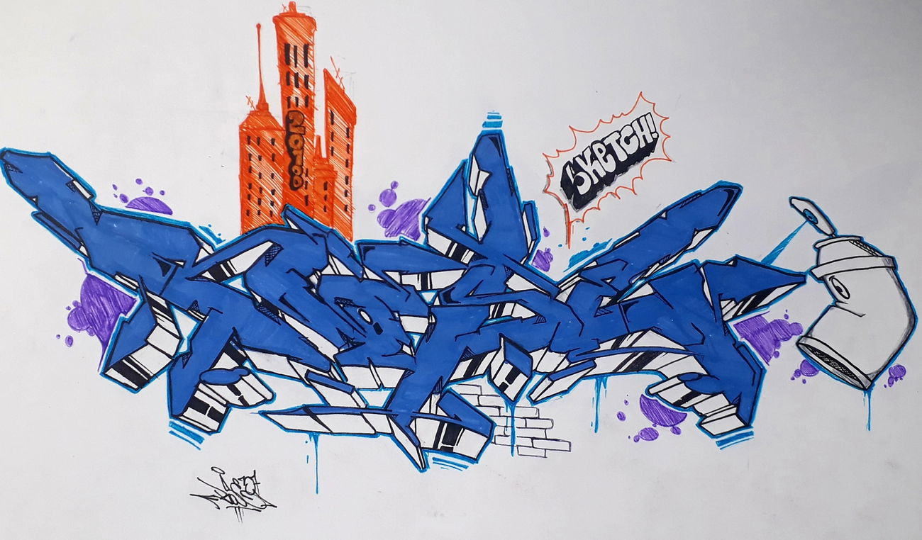 Graffiti Sketch - Photo by Rose37 - ROse, Daim, BLuesketch (2018)