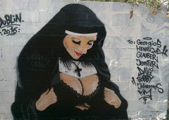 Graffiti Street Art - Photo by RuloCrew - sexy, nun, tits (2016)