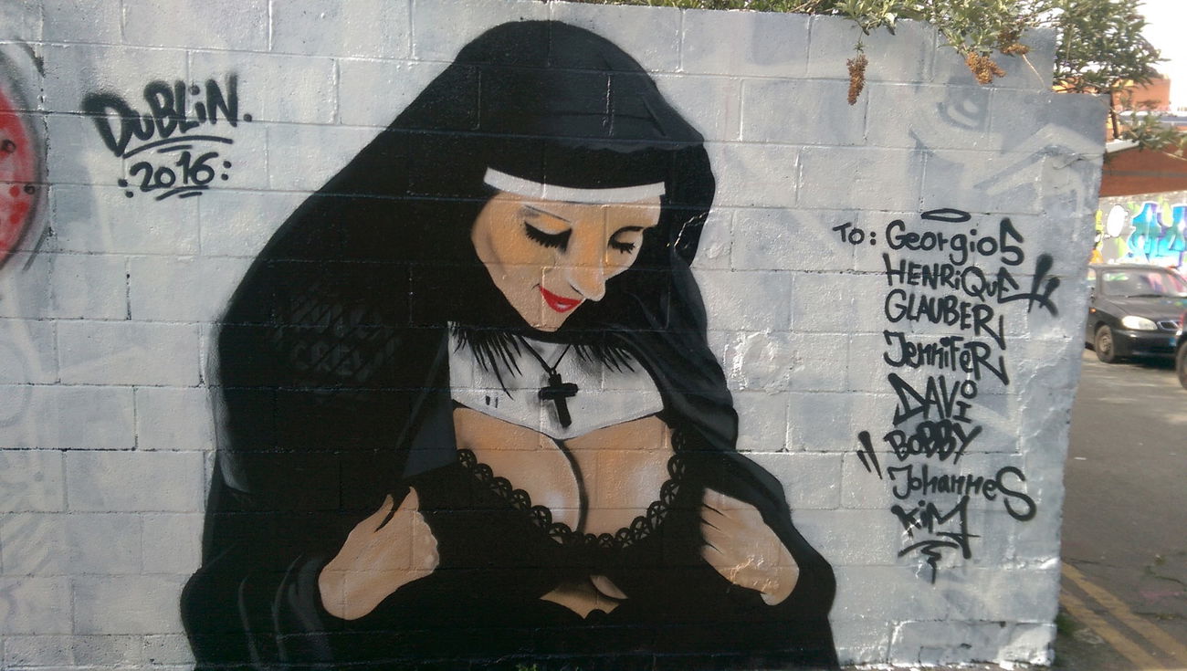 Graffiti Street Art - Photo by RuloCrew - sexy, nun, tits (2016)