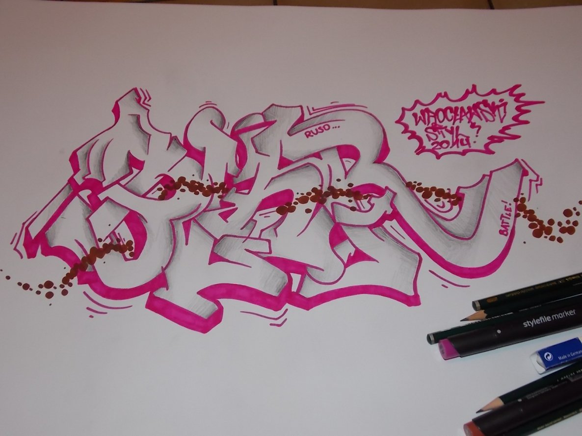 Graffiti Sketch in Eisenstadt - Photo by Ruso (2014)