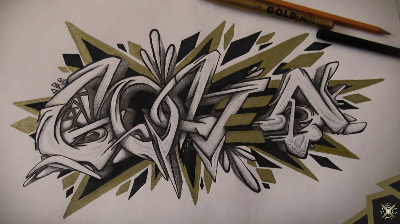 Graffiti Sketch - Photo by SMCK - golden, graffiti, sketch (2016)