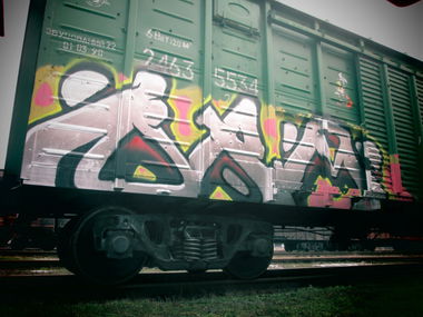 Graffiti Train in Cherkassy - Photo by Sage - Sage, KRM, Ukraine