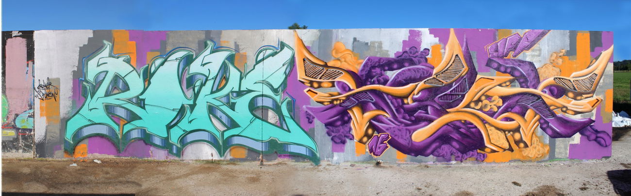 Graffiti Wall in Schweiz - Photo by Sake - Collaboration, Rokerone, Roke (2016)