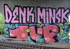 Graffiti Bombing in Frankfurt - Photo by Schlafmuetze - Denk, Minsk, 1up