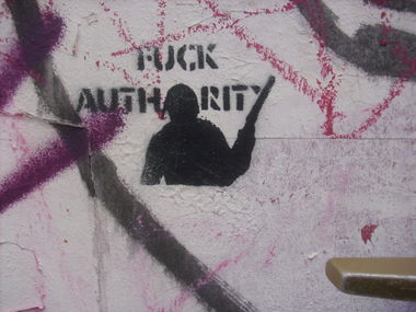 Graffiti Street Art - Photo by Schmierfink030 - fuck, authority