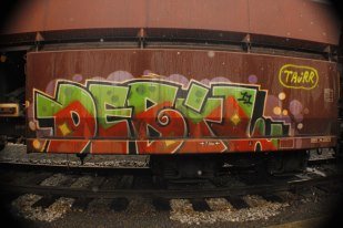 Graffiti Train - Photo by SchwarzerKater - Debil, Güter, Cargp