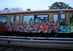 Graffiti Train in Berlin - Photo by SchwarzerKater - Glok, Train, Panel