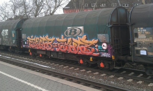 Graffiti Train - Photo by SchwarzerKater - Exude, Güter, Freight