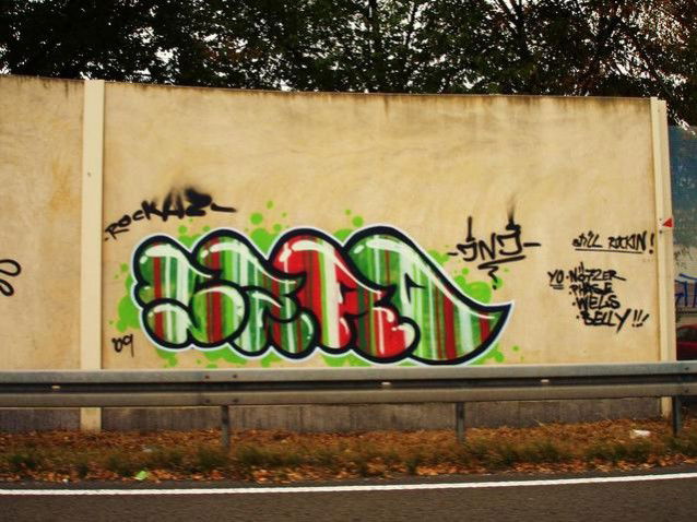 Graffiti Bombing in Karlsruhe - Photo by Searcher - serd7, serd, rockaz (2009)