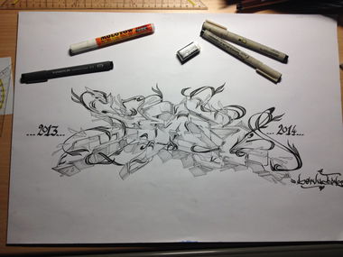 Graffiti Sketch - Photo by ServusOne - year, servus, vienna (2014)