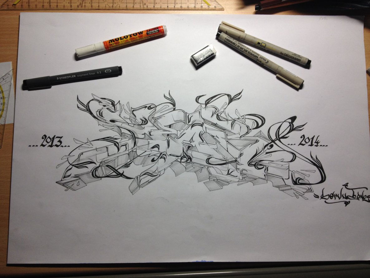 Graffiti Sketch - Photo by ServusOne - year, servus, vienna (2014)