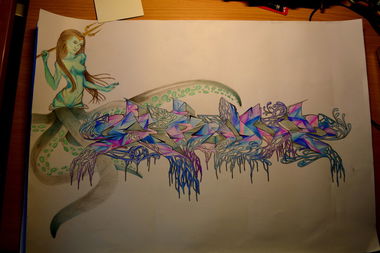 Graffiti Sketch in Vienna - Photo by ServusOne - details, sketch, sea (2014)