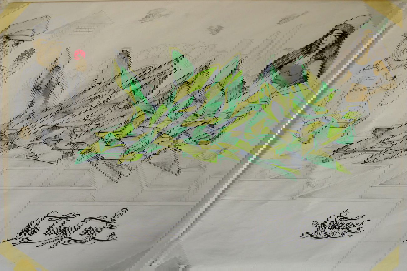 Graffiti Sketch - Photo by ServusOne - green, mazes, walls