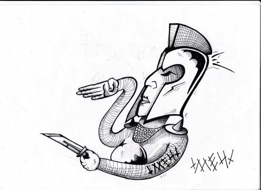 Graffiti Sketch in Komsomol\'s\'k - Photo by Sevenhands