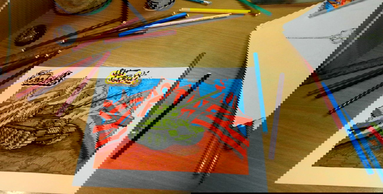Graffiti Sketch in Komsomol's'k - Photo by Sevenhands - Seven, T-34