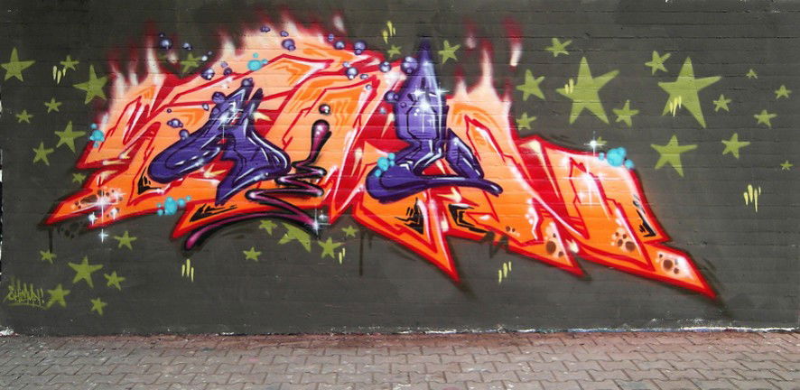 Graffiti Wall in Hamm - Photo by Shimun - Shimun, Graffiti, Flames (2013)