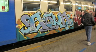 Graffiti Train in Florence - Photo by ShrotterSpotter - Aqua, Firenze, Florenz (2013)