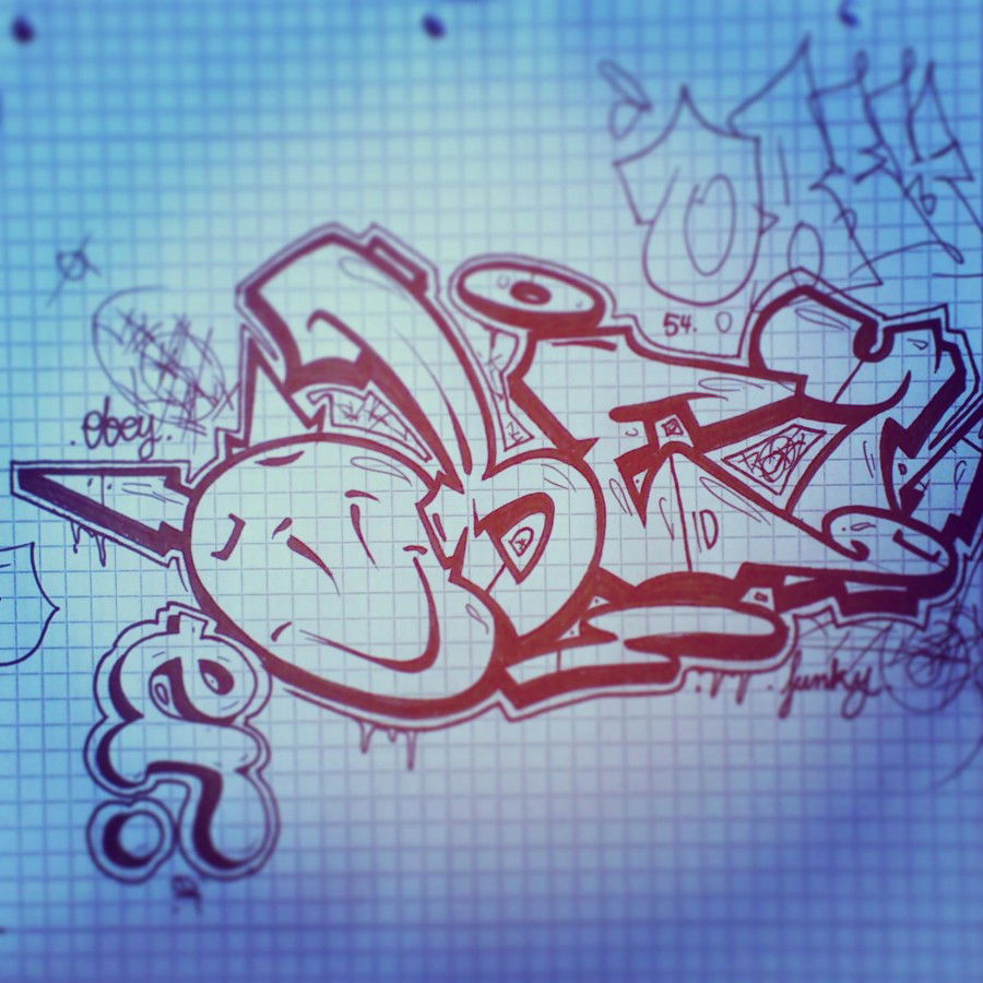 Graffiti Sketch in Chemnitz - Photo by Sir_Shitalot - OBEY, 54, BS