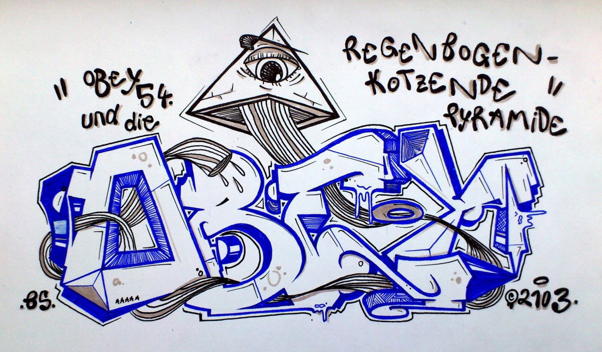 Graffiti Sketch in Chemnitz - Photo by Sir_Shitalot - OBEY, 54, BS