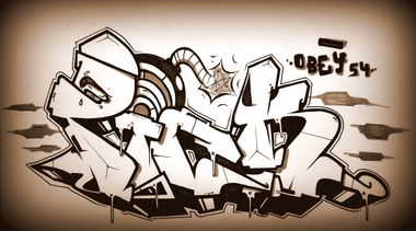 Graffiti Sketch - Photo by Sir_Shitalot - BS, OBEY, 54 (2013)