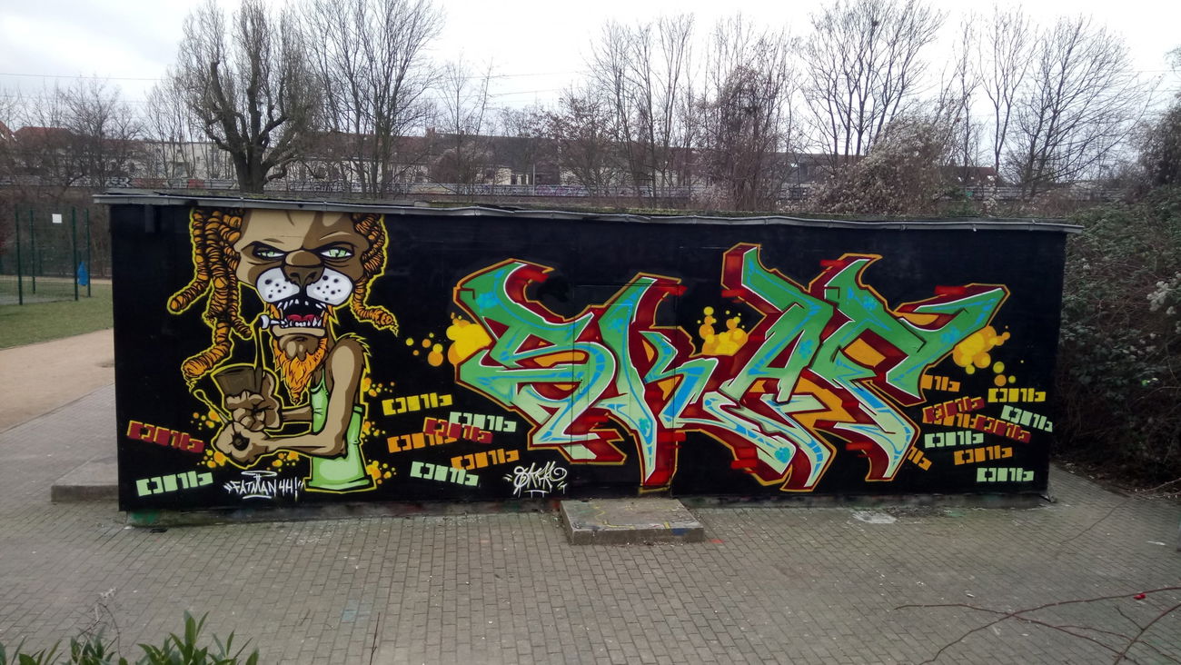 Graffiti Wall in Leipzig - Photo by Skafone - Skaf, fatman44, onb (2017)