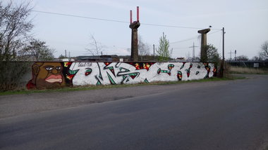 Graffiti Wall in Bitterfeld - Photo by Skafone - Fatman44, Skaf, spit (2017)