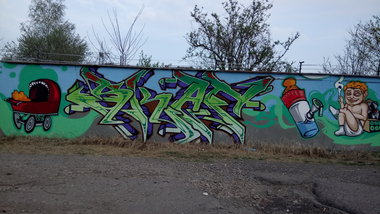 Graffiti Wall in Bitterfeld - Photo by Skafone - Skaf, onb, fatman44 (2017)